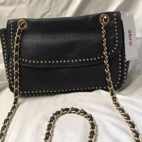 abro Handbags - Abro green leather bag purse studded flap